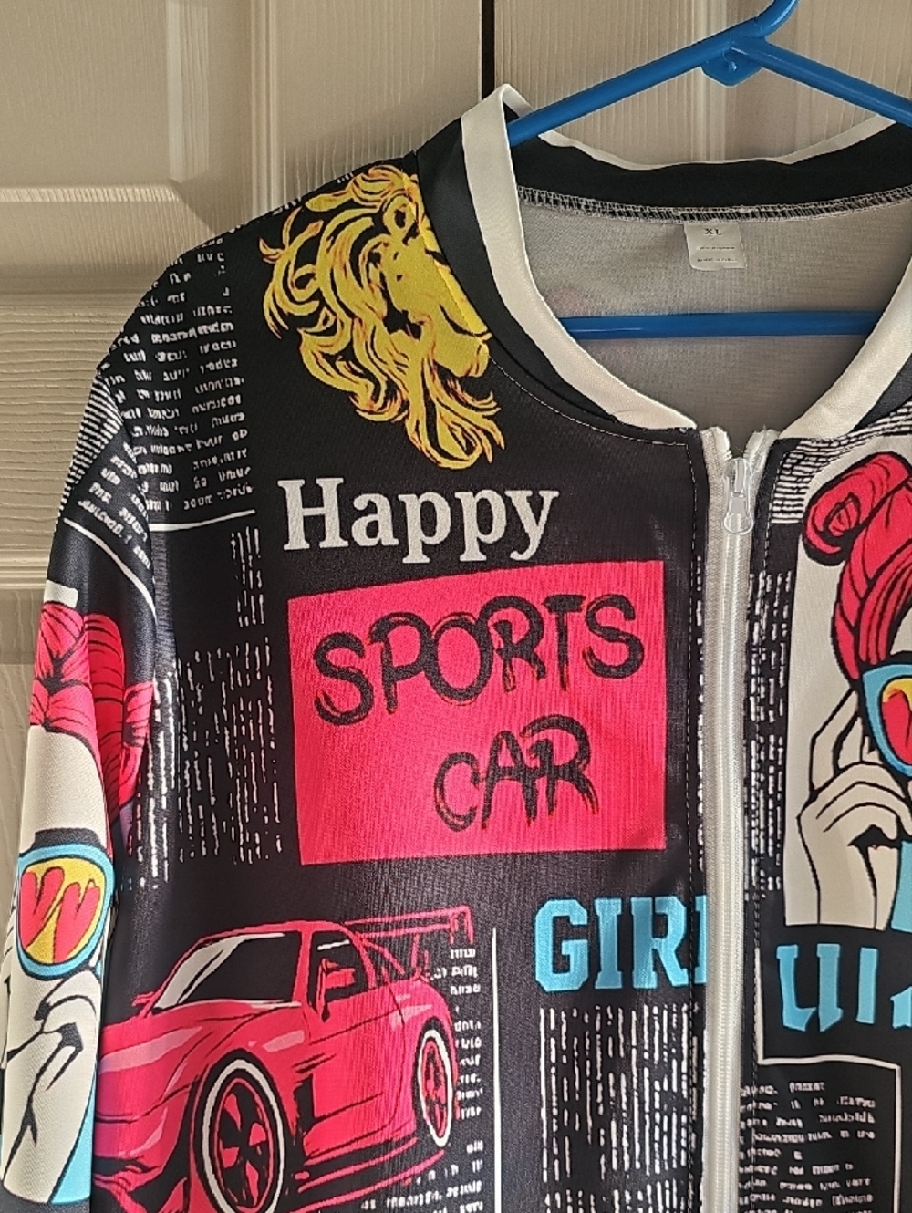 New XL Women's Pop Art Graphic Vibrant Streetwear Bomber Jacket - Picture 4 of 16